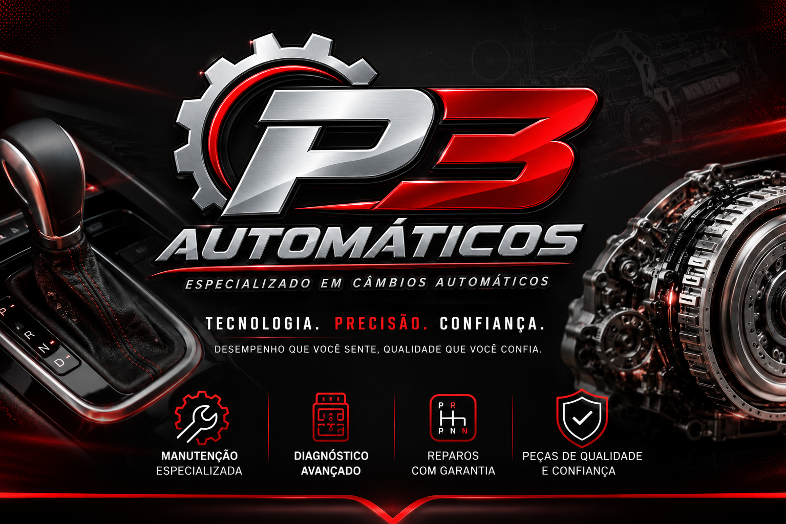 Equipe P3 Automáticos realizando diagnóstico em câmbio automático